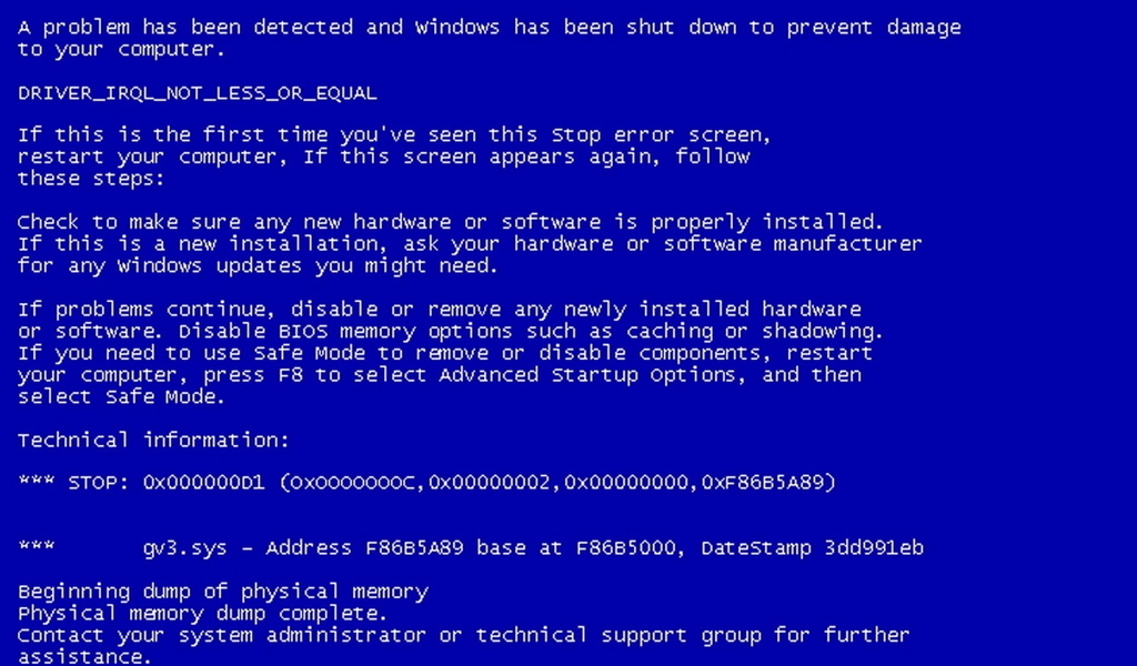ლურჯი ეკრანი Windows 7